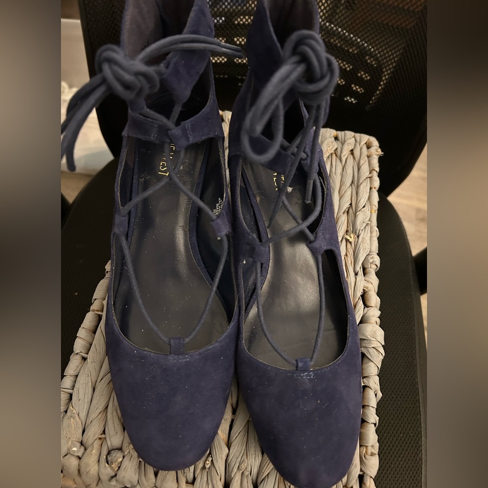 Nine West Blue Ankle Booties with Lace-Up Detail